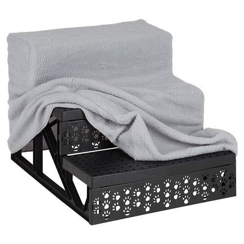 3 Steps Pet Stairs Portable Cat Dog Ladder w/ Cover Step Ramp Climb For Pup Play - Picture 25 of 30