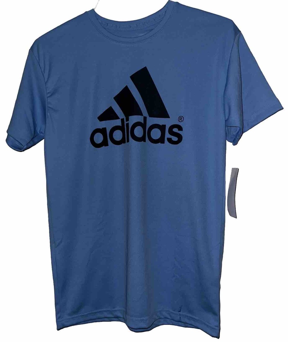 Adidas Short Sleeve Shirt Men's Blue New with Tags Medium Black