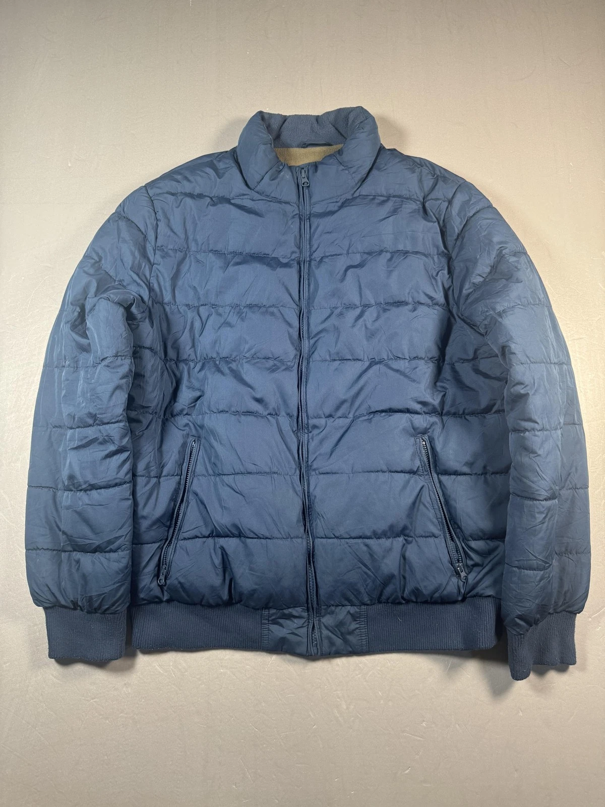 GAP Jacket Mens Large Blue Puffer Full Zip Insulated Winter Warm Quilted Coat