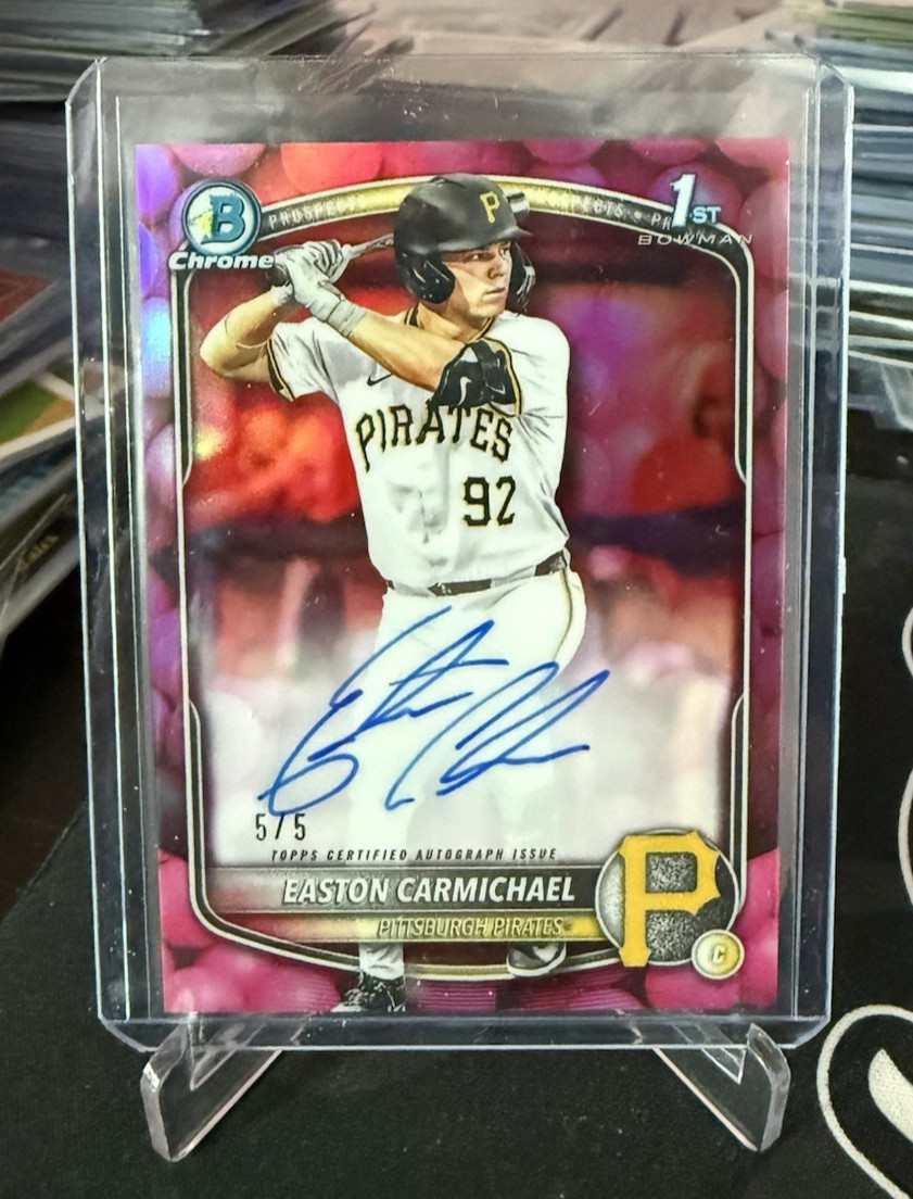 2025 Bowman Draft Easton Carmichael Chrome Bubble Gum Refractor Auto 5/5