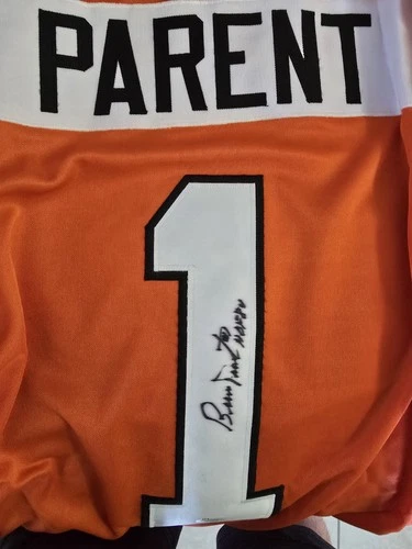 Autographed/Signed BERNIE PARENT Philadelphia Flyers Hockey Jersey JSA COA Auto