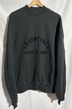 Fear of God Essentials Sz XL BIG FIT Crewneck Black Sweatshirt Mens