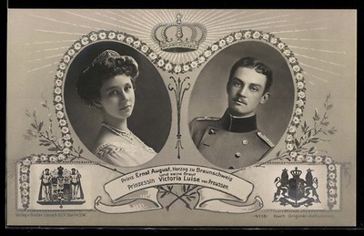 AK Porträt Victoria Louise Herzogin von Braunschweig u. Prinz Ernst August von  
