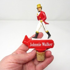 JOHNNIE WALKER Red Plastic Pour Spout Bottle Stopper Cork Scotch Whiskey Vintage