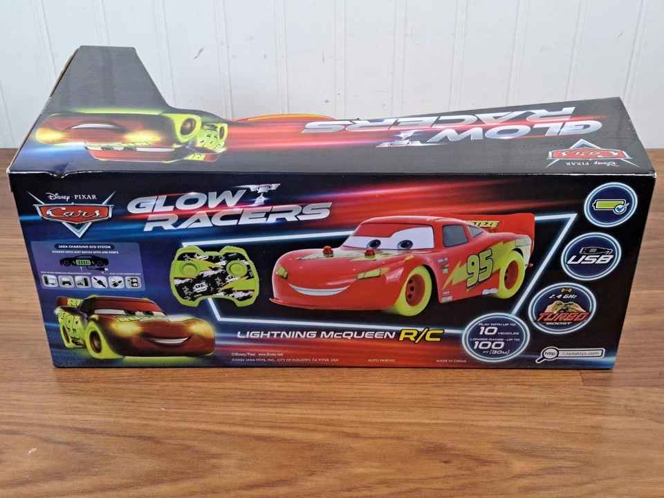 Disney Pixar Cars Glow Racers Lightning McQueen Remote Control Race Car New - Image 3 of 4