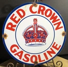 VINTAGE RED CROWN GASOLINE PORCELAIN GAS PUMP ADVERTISING SIGN