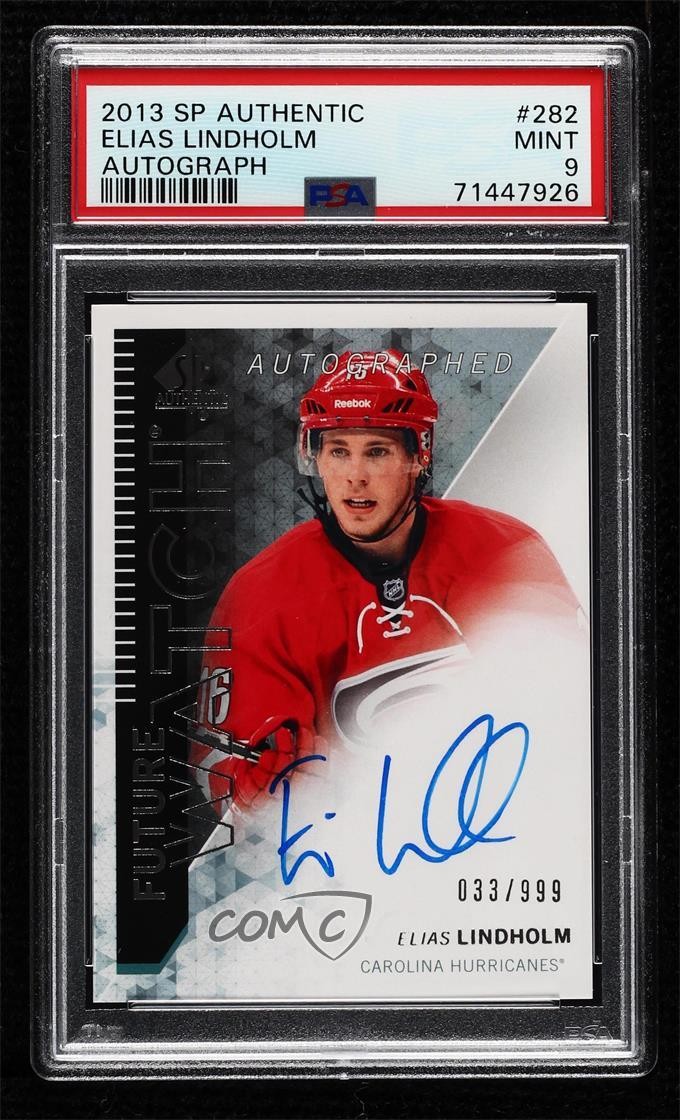 2013 SP Authentic Future Watch /999 Elias Lindholm PSA 9 MINT Rookie Auto RC 0ll