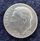 1958 Roosevelt Dime, silver, lots of luster, INV:2244, Combined shipping
