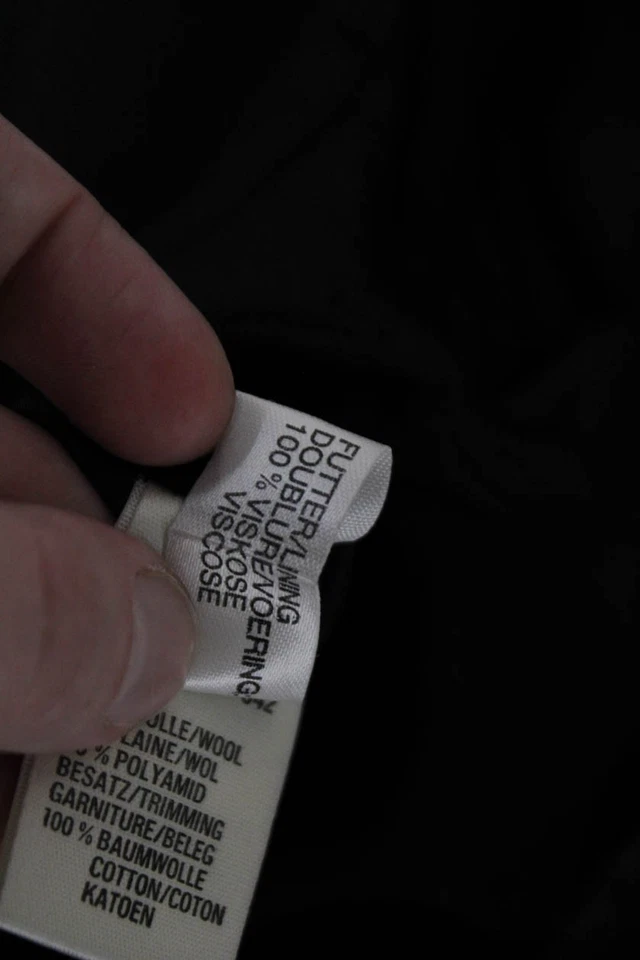 Blazer Escada Feminino Preto Lã Espinha de Arenque Gola Manga Longa Tamanho 36 - Imagem 4 de 4