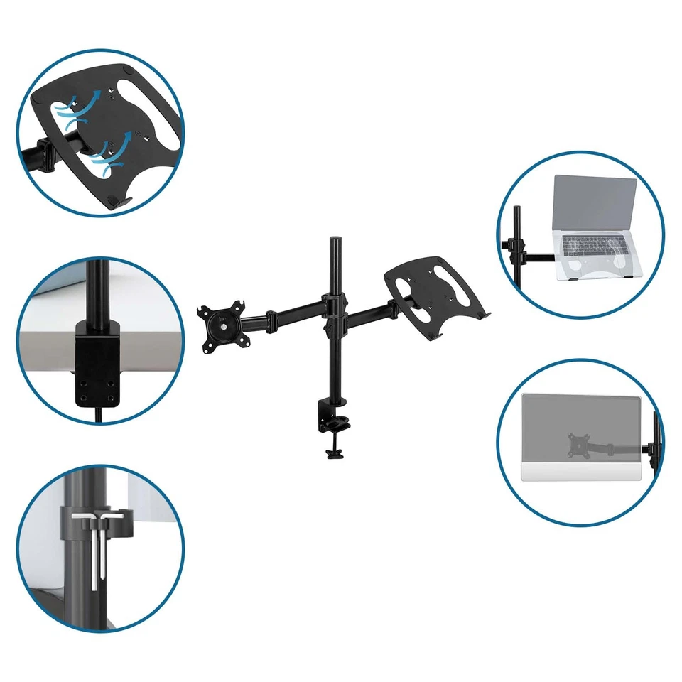 Monitorhalterung und Laptop Ständer Halter 2-in-1 Schwenkarm VM-MH2 13-32 Zoll - Bild 3 von 4