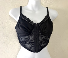 Women's Black Coquette Mesh And Lace No Wire Bralette Corset Crop Top Reg Sz Lg