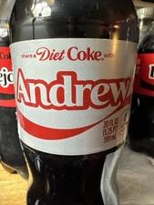 Share A Coke with   Andrew   2025 Personalized Gift Coca Cola Bottle 20oz Diet