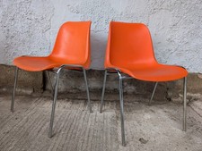 Sedia impilabile design vintage sedia cromata anni 70 space age arancione anni 70 1/7