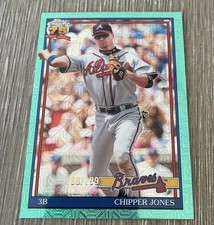 2026 Topps Series 1 Chipper Jones Silver Pack Aqua Teal Mojo Refractor #/199 SP