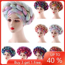 Turban Braid Head Wrap Africa Women Chemo Cap Hijab Bonnet Hat Auto Gele Headtie