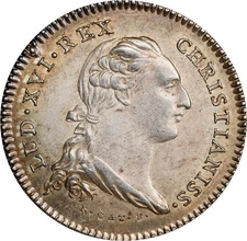 FRANCE KING LOUIS XVI  ND (LATE 18TH CENTURY) SILVER JETON, & ROUEN COAT OF ARMS