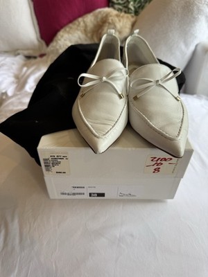 Nicolas Kirkwood White Leather Pointed Toe Flats Sz 7.5 Made In Italy Vintage