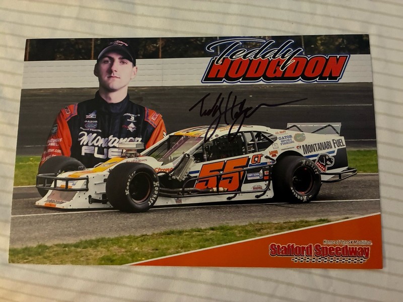 Teddy Hodgdon autographed SK Modified racing hero card 