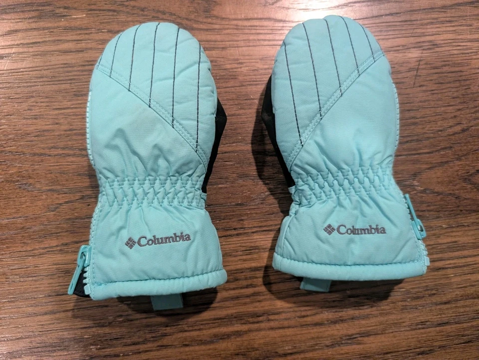 Columbia Kleinkind Chippewa Fäustlinge Handschuhe Reißverschluss Einheitsgröße türkis Fleece gefüttert.