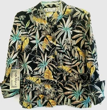 LIFE STYLE size S NEW 100% Cotton Tunic Top Over Jacket Lush Palms Breathable