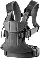 BabyBj rn Baby Carrier One Cotton Denim Grey/Dark Grey