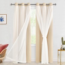 Hiasan Blackout Curtains w/ Sheer Overlay - Thermal Insulated, 38"x84"