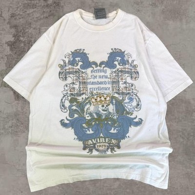 Vintage Y2K avirex white graphic tee size L grunge blue older brother pinkman 
