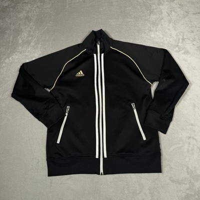 Adidas Track Jacket Mens Medium Black GoldFull Zip Climalite 7406
