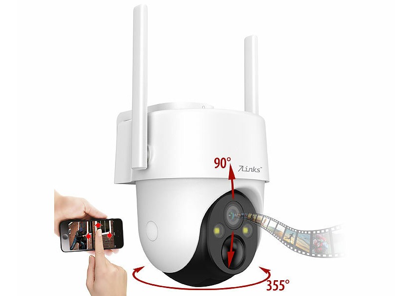 Caméra IP 4G extérieure sans fil 2K rechargeable 7Links IPC-730.lte de surveillance PTZ