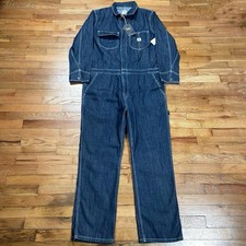 New Lee Union-Alls Mens XL Blue Dark Rinse Wash Denim Coveralls Mechanic Farmer