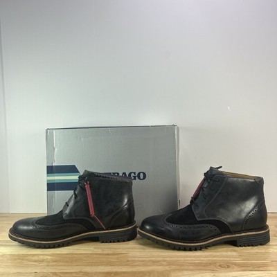 Sebago Pinehurst Black Leather Wingtip Brogue Casual Dress Boots Mens 10.5 M