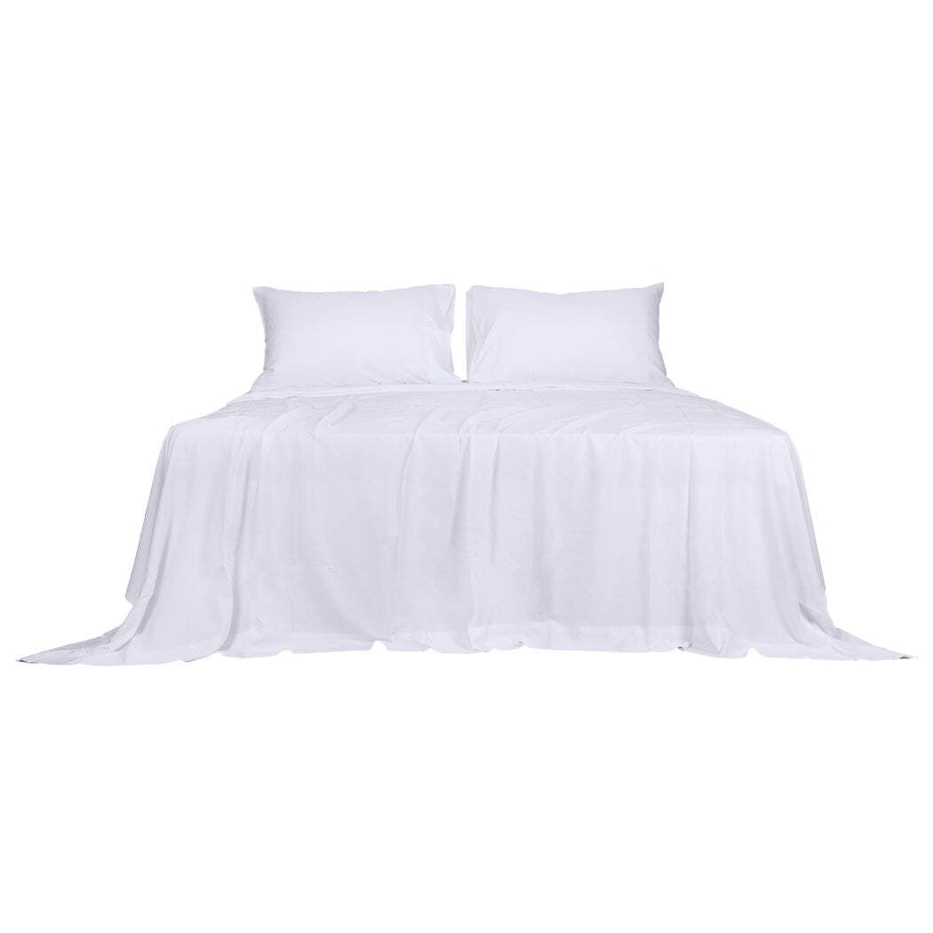 NNEIDS Dreamz 4pcs Double Size 100% Bamboo Bed Sheet Set White