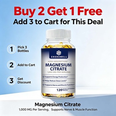 1000mg Magnesium Citrate Capsules Super Strong Effective Capsules 120 Softgels