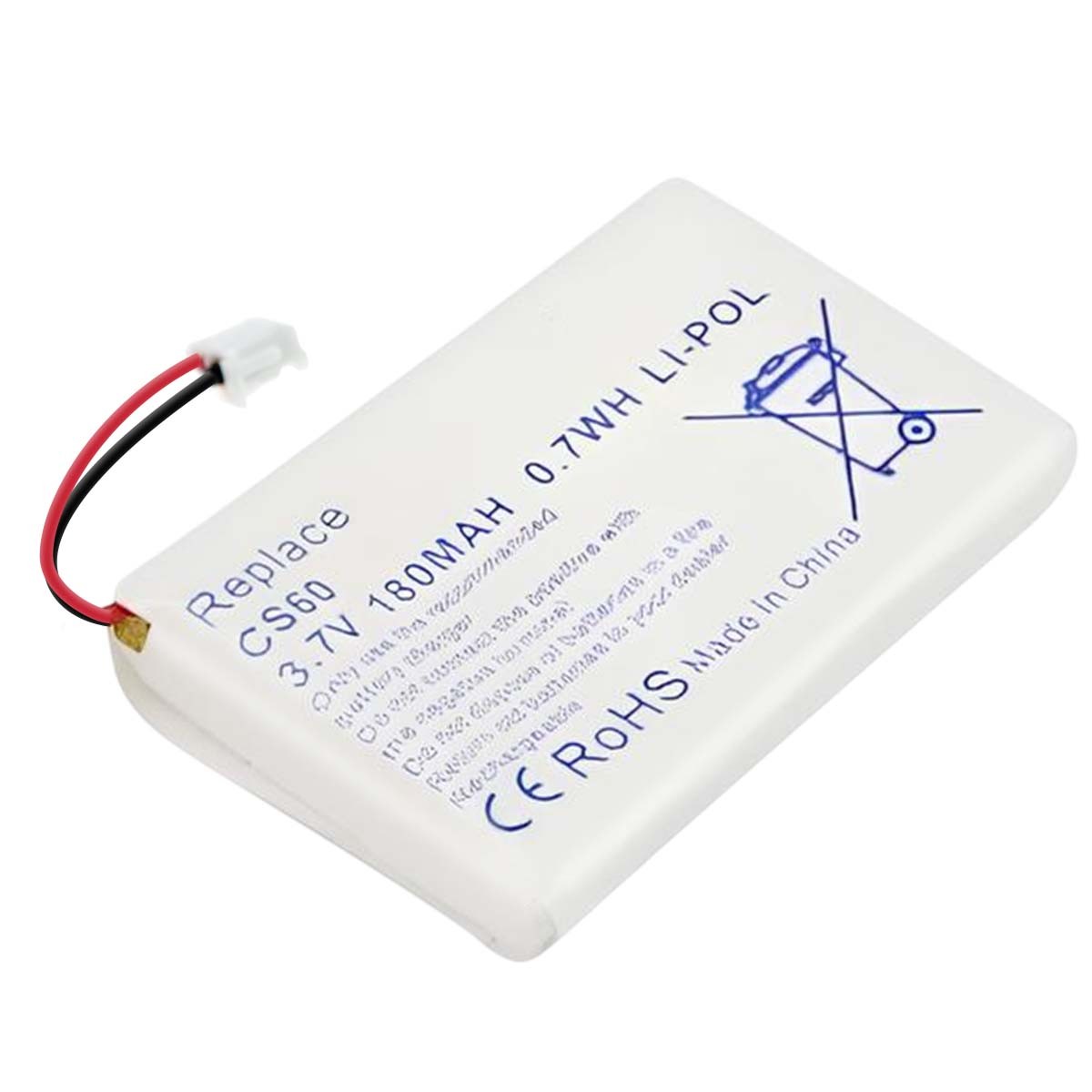 Batterie Li-Polymère 180mAh premium pour casque audio CS60 3.7V