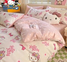 Sanrio Hello Kitty Bedding Set,Pink 4-Piece Duvet Cover, Bed Sheet & Pillowcases