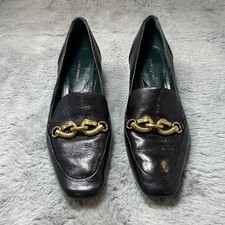 Tory Burch Jessa Loafers 7.5 M Black Leather Loafer Gold Dragon Horsebit Heels
