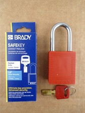 Brady SafeKey Lockout Padlocks - Nylon Body, Red, 1.5 in Steel Shackle, Y4902080