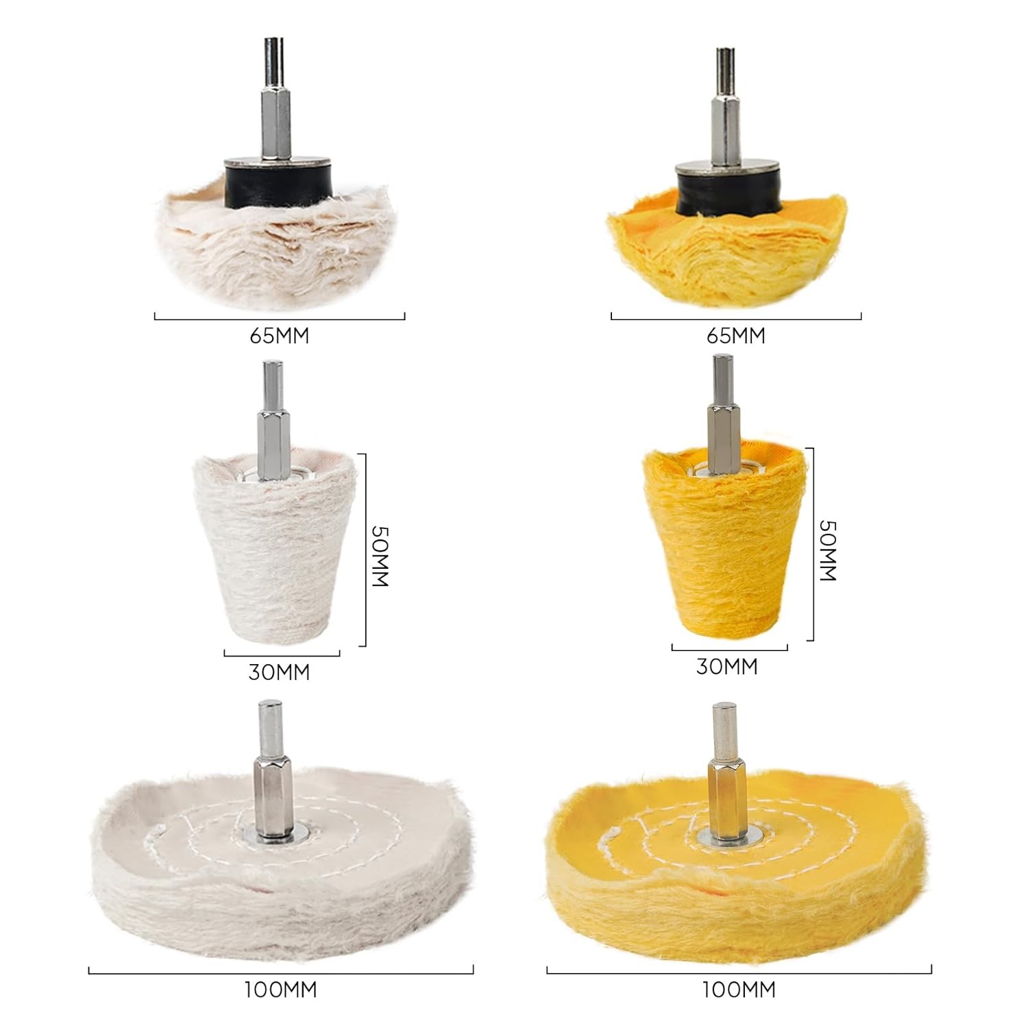 Aluminum Wheel Polishing Kit Drill Buffing for Car Motorcycle Rim Chrome - 6PCS