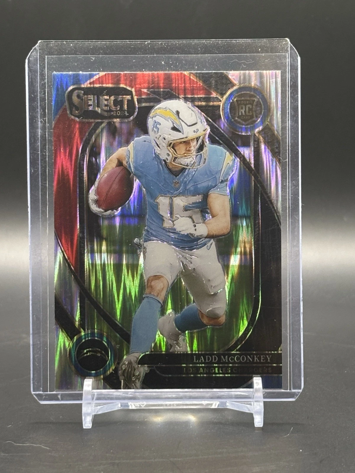 2024 Panini Select - Club Level Ladd McConkey #268 Black & Red Shock Prizm (RC)