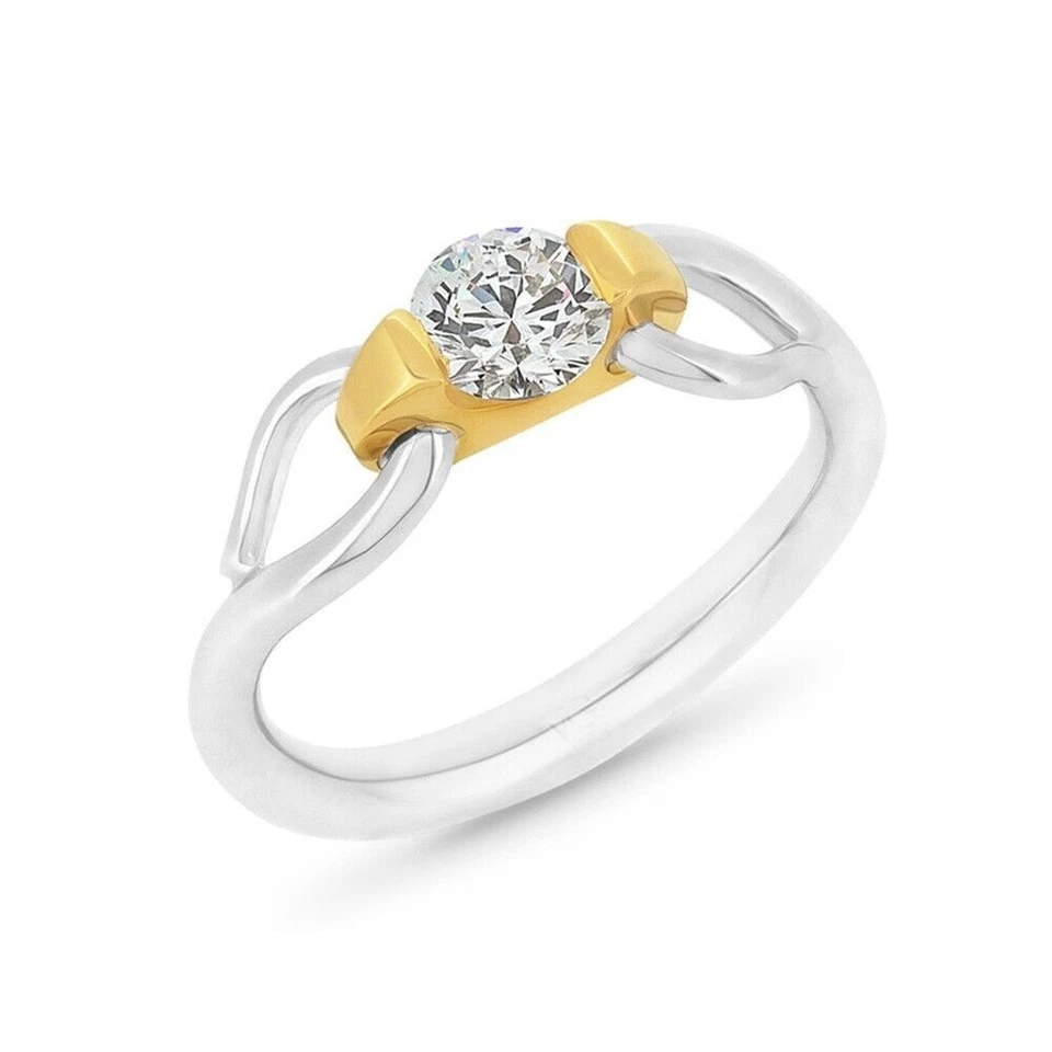 Echter Diamant-Ehering, rund, 0,50 Karat, 18 Karat mehrfarbiges Gold, GIA... - Bild 1 von 4