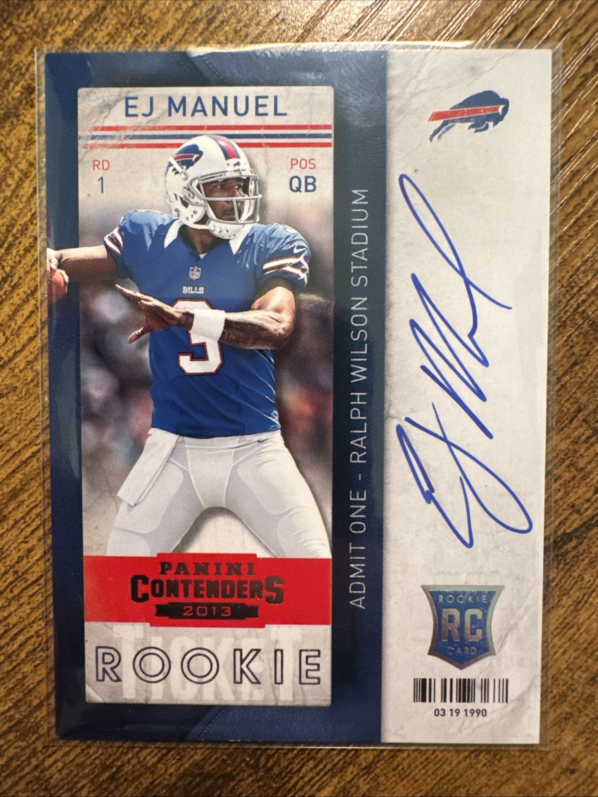 2013 Contenders #209B EJ Manuel Buffalo Bills Rookie QB Auto Variation SP