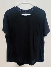Spyder Active Women's Black Ribbed Activewear Athletic Sports Top Tee Size XL