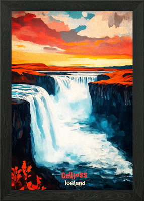 Gullfoss Wasserfall Kunst Poster Gerahmt Wandbild Poster Leinwanddruck Bild