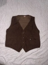 Vintage Levi Sportswear Mens Xl Brown Corduroy Vest Classic Western Style EUC