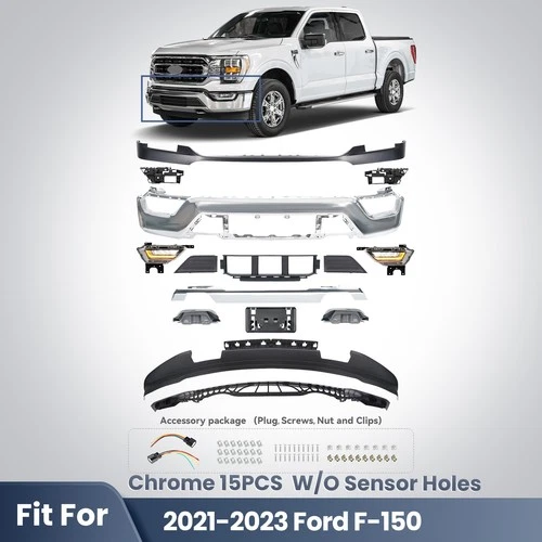 For 2021 2022 2023 Ford F-150 Front Bumper Cover Assembly with LED Fog Light