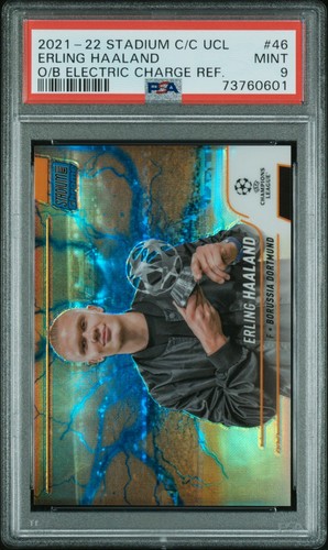 Erling Haaland 2021-22 Topps Stadium Club Chrome UCL Refractor /10 PSA 9!