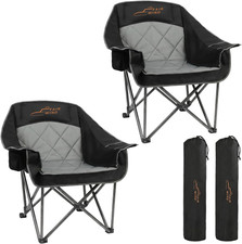 2 Pack Oversized Padded Camping Chair Heavy Duty Quad Fold Arm Chair Portable fo