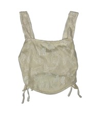Cream Lace Butterfly Demi Bustier Top Hook Eye, Fairy