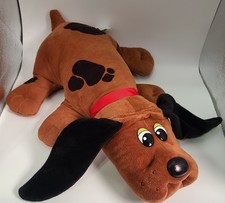 Pound Puppy Plush Dog 18" Brown Black Spots Red Collar Long Ears