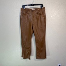 Good American Good Icon Faux Leather Pants Womens 12 31 Brown High Rise Straight